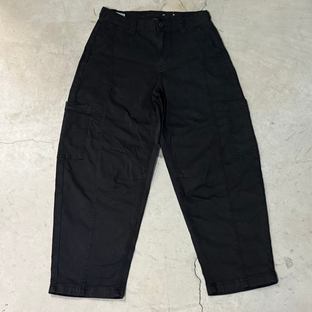 American Eagle Black Baggy Stretch Cargo Pants Sz 2 Women's